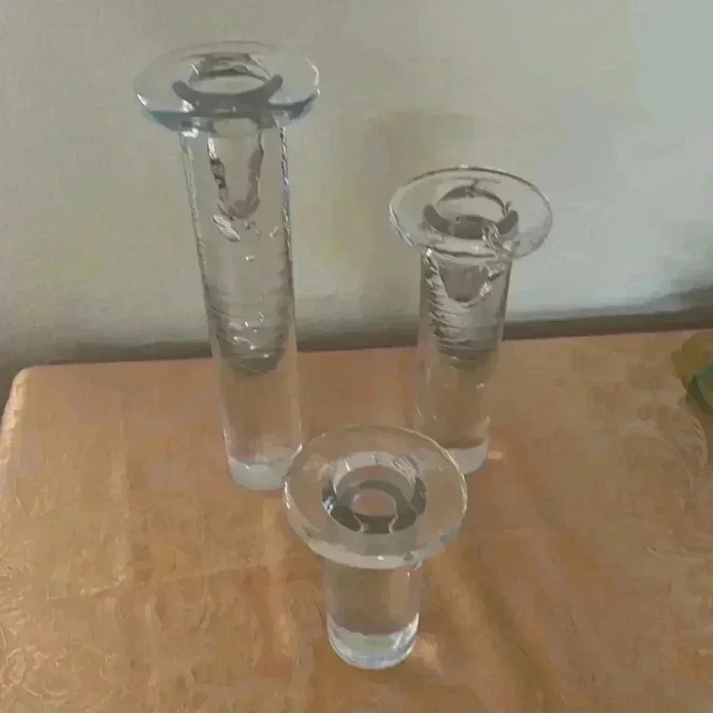 KOSTA BODA Kjell Engman Crystal Candle Holders - Set of 3 - "Cool" Collection - Picture 3 of 8